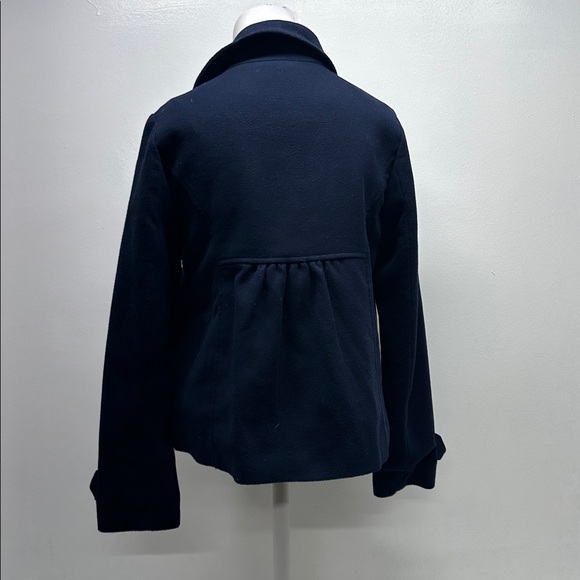 LeifNotes Anthropologie Peacoat Jacket Swing Coat Pockets Felt Navy Blue Size 4 - Picture 5 of 9